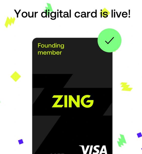 有 Founding Member 字样的 Zing 卡